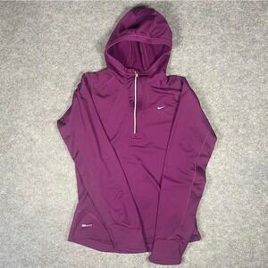 Nike Dri-FIT 1/2 Zip Running Athletic Hoodie Pullover Womens S Purple Cotton